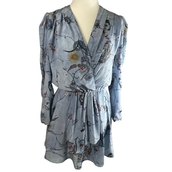 Zadig & Voltaire Holly Rogers Silk CDC Floral Skull Bird Print Mini Dress‎ XS